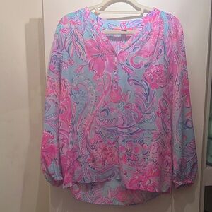 Floral Pink and Blue Women's Top